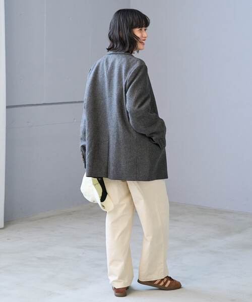 FREAK'S STORE(フリークスストア)の「English Wool テーラードジャケット/イングリッシュウール ジャケット/チェック ダブル ジャケット(テーラードジャケット・レディース・オリーブ/ベージュ/ブラウン・MEDIUM/SMALL)」の17枚目の写真