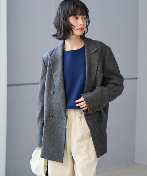 FREAK'S STORE(フリークスストア)の「English Wool テーラードジャケット/イングリッシュウール ジャケット/チェック ダブル ジャケット(テーラードジャケット・レディース・オリーブ/ベージュ/ブラウン・MEDIUM/SMALL)」の20枚目の写真