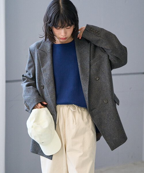 FREAK'S STORE(フリークスストア)の「English Wool テーラードジャケット/イングリッシュウール ジャケット/チェック ダブル ジャケット(テーラードジャケット・レディース・オリーブ/ベージュ/ブラウン・MEDIUM/SMALL)」の21枚目の写真