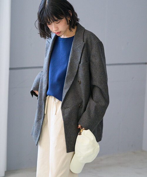 FREAK'S STORE(フリークスストア)の「English Wool テーラードジャケット/イングリッシュウール ジャケット/チェック ダブル ジャケット(テーラードジャケット・レディース・オリーブ/ベージュ/ブラウン・MEDIUM/SMALL)」の22枚目の写真