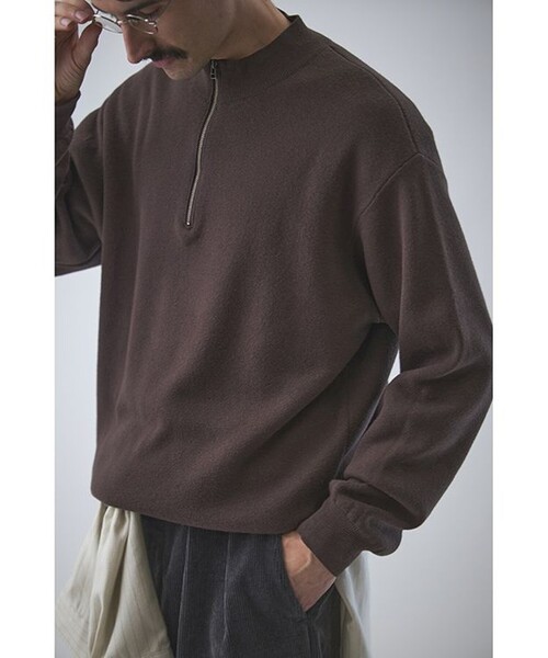 セール】＜Steven Alan＞ CTN/CA ハーフ ジップ スタンドネック ニット