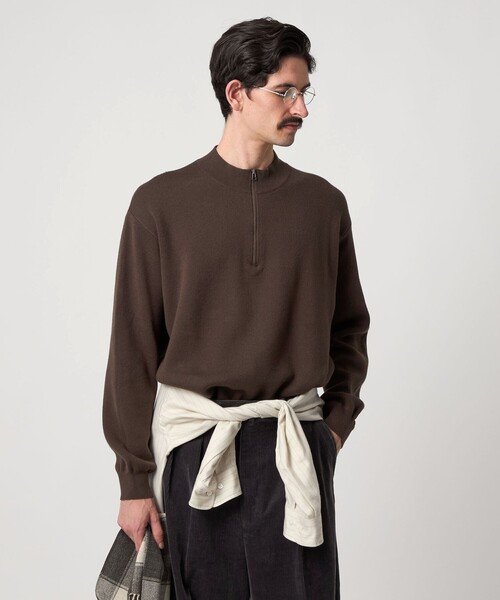 【Steven Alan】 ハーフジップニット　ブラック　Mサイズ Steven Alan＞ CTN/CA ハーフ ジップ スタンドネック ニット（ニット