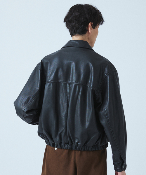 シープ レザー ウォッシュド ジップ ブルゾン（ライダース