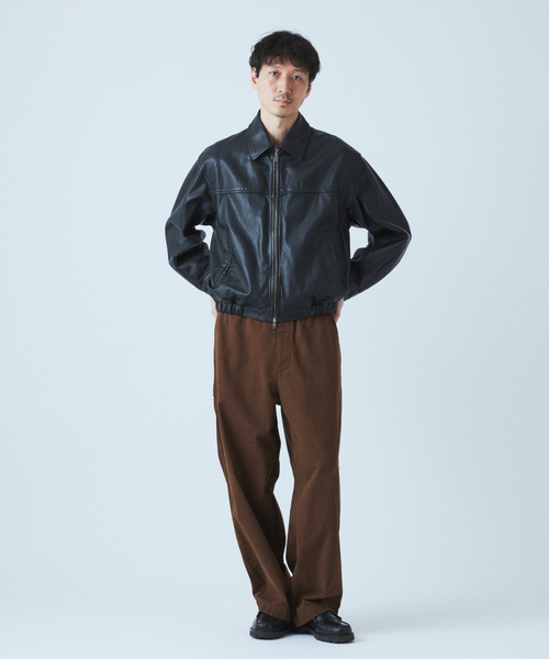 シープ レザー ウォッシュド ジップ ブルゾン（ライダースジャケット