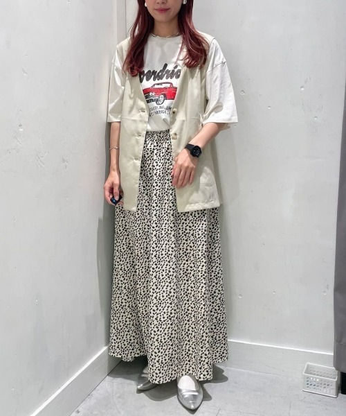 Right-on（ライトオン）の「【HONEYSUCKLE ROSE】レオパード柄スカート（スカート・レディース・ダークグレー/キナリ・M/L/S）」の6枚目の写真