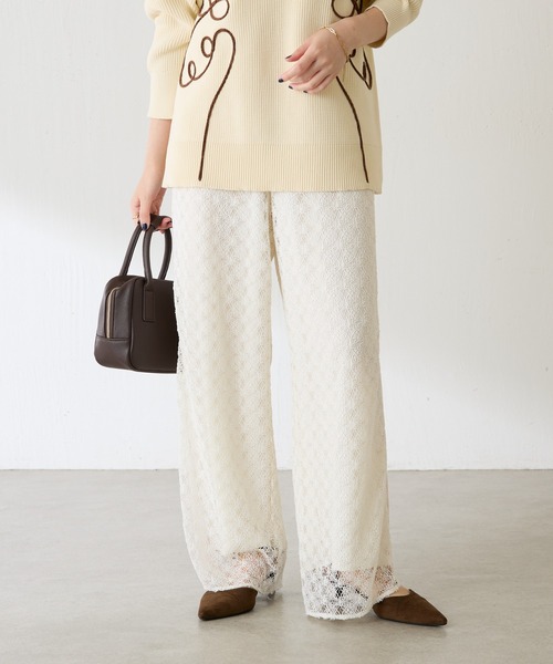 COLLAGE GALLARDAGALANTE（コラージュガリャルダガランテ）の「レースワイドパンツ（その他パンツ・レディース・ブラック/オフホワイト・FREE）」の3枚目の写真