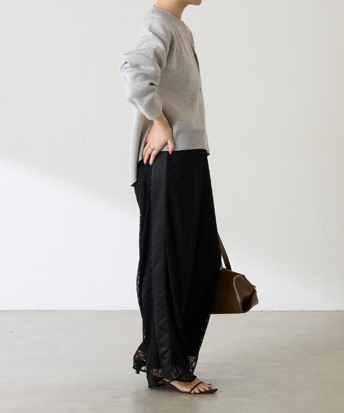 COLLAGE GALLARDAGALANTE（コラージュガリャルダガランテ）の「レースワイドパンツ（その他パンツ・レディース・ブラック/オフホワイト・FREE）」の16枚目の写真