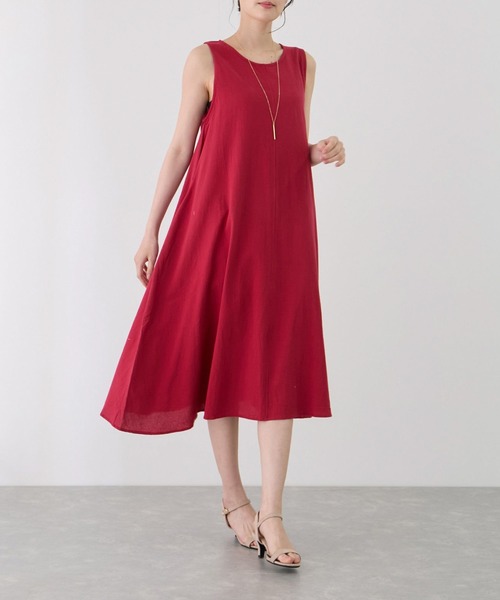 Jayro（ジャイロ）の「Aラインノースリーブワンピース（ワンピース・レディース・ベージュ/ブラック/レッド/グリーン/ターコイズブルー/イエロー系その他6・FREE）」の6枚目の写真