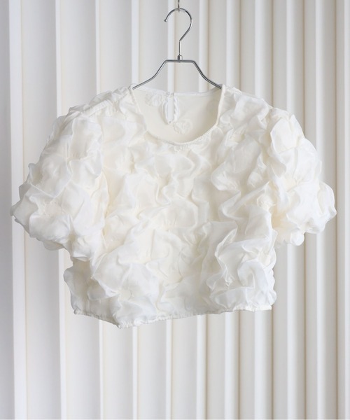 YENNA(イェンナ)の「フクレデザインカットソー(シャツ/ブラウス・レディース・ブラック/ホワイト・FREE)」の19枚目の写真