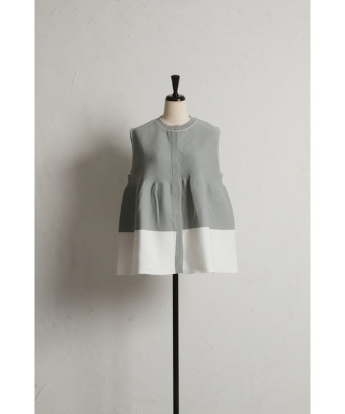 &. NOSTALGIA（アンドドットノスタルジア）の「【ZOZO限定】配色ペプラムノースリニット（ニット/セーター・レディース・グレー/ブラック/ホワイト・M）」の9枚目の写真