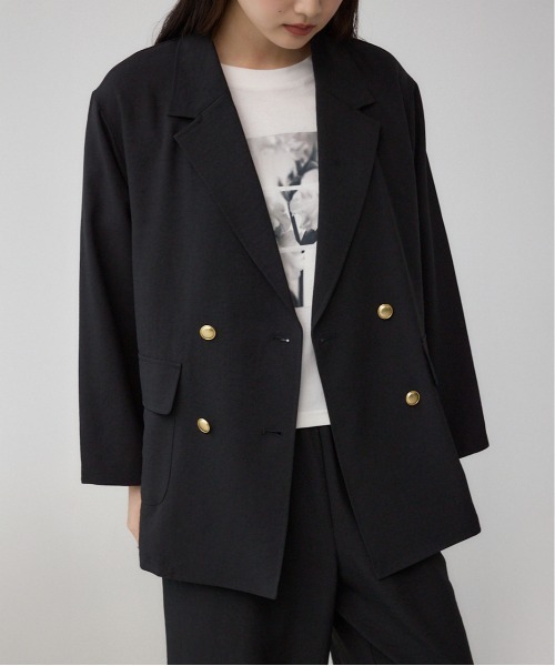 AZUL by moussy（アズールバイマウジー）の「サイドスリットダブルジャケット（テーラードジャケット・レディース・ブラウン/ライトベージュ/ブラック・MEDIUM/SMALL）」の2枚目の写真