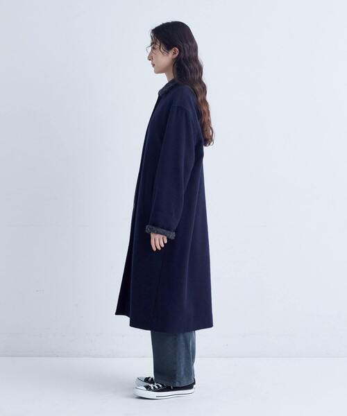 conges payes ADIEU TRISTESSE（コンジェ ペイエ アデュートリステス）の「シャギーステンカラーコート（ステンカラーコート・レディース・チェック/ネイビー・38）」の21枚目の写真