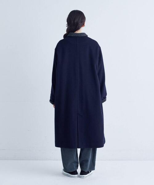 conges payes ADIEU TRISTESSE（コンジェ ペイエ アデュートリステス）の「シャギーステンカラーコート（ステンカラーコート・レディース・チェック/ネイビー・38）」の20枚目の写真