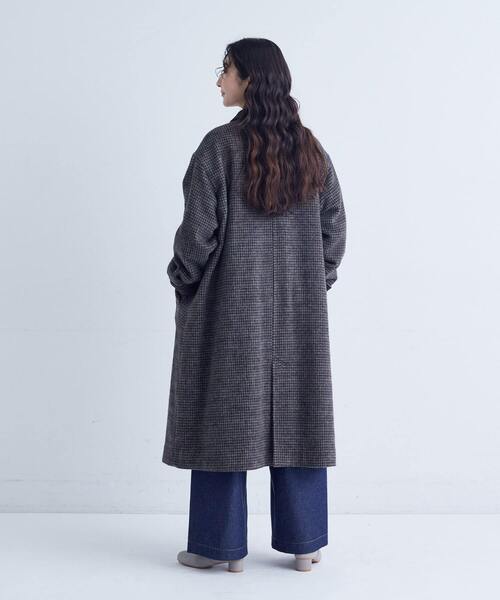 conges payes ADIEU TRISTESSE（コンジェ ペイエ アデュートリステス）の「シャギーステンカラーコート（ステンカラーコート・レディース・チェック/ネイビー・38）」の16枚目の写真