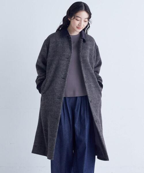 conges payes ADIEU TRISTESSE（コンジェ ペイエ アデュートリステス）の「シャギーステンカラーコート（ステンカラーコート・レディース・チェック/ネイビー・38）」の15枚目の写真