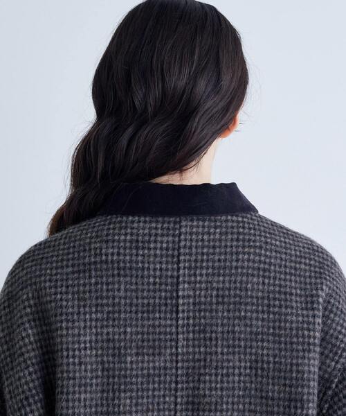 conges payes ADIEU TRISTESSE（コンジェ ペイエ アデュートリステス）の「シャギーステンカラーコート（ステンカラーコート・レディース・チェック/ネイビー・38）」の10枚目の写真