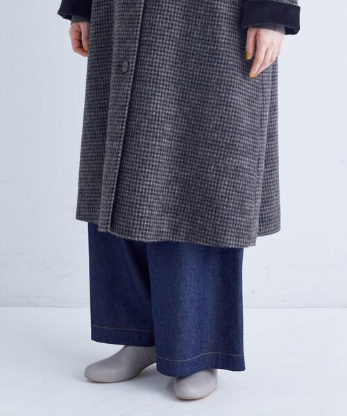 conges payes ADIEU TRISTESSE（コンジェ ペイエ アデュートリステス）の「シャギーステンカラーコート（ステンカラーコート・レディース・チェック/ネイビー・38）」の7枚目の写真