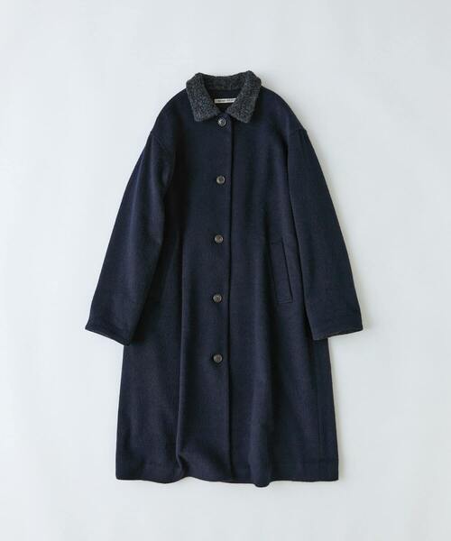 conges payes ADIEU TRISTESSE（コンジェ ペイエ アデュートリステス）の「シャギーステンカラーコート（ステンカラーコート・レディース・チェック/ネイビー・38）」の4枚目の写真