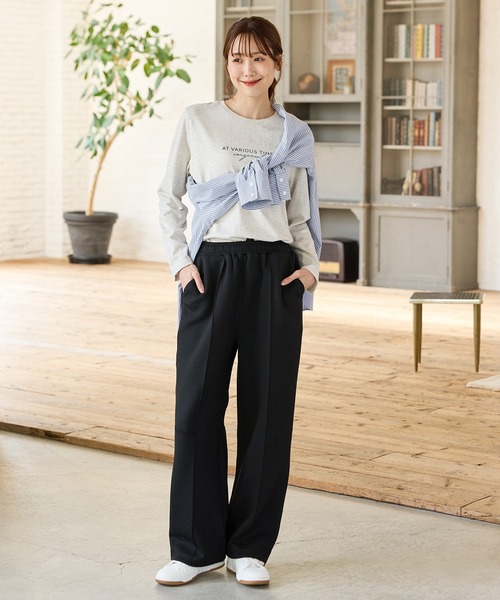 Honeys（ハニーズ）の「きれいめスウェットパンツ（スウェットパンツ・レディース・ブラウン/ブラック/杢グレー/グレイッシュベージュ/スミクロ・S/LL/L/M）」の6枚目の写真