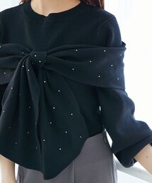 【WEB限定/11色展開】アソートデザインリボンニットトップス