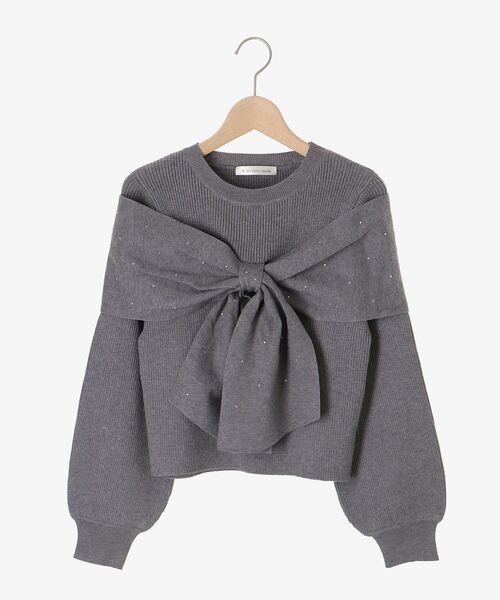 MAJESTIC LEGON（マジェスティックレゴン）の「【WEB限定/11色展開】アソートデザインリボンニットトップス（ニット/セーター・レディース・チャコールグレー/ブラック/ピンク/アイボリー/ボルドー/ブラック系その他/ホワイト系その他2/ホワイト系その他3/ブラック系その他2/グレー系その他3/ブラウン系その他2・MEDIUM）」の22枚目の写真