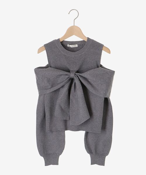 MAJESTIC LEGON（マジェスティックレゴン）の「【WEB限定/11色展開】アソートデザインリボンニットトップス（ニット/セーター・レディース・チャコールグレー/ブラック/ピンク/アイボリー/ボルドー/ブラック系その他/ホワイト系その他2/ホワイト系その他3/ブラック系その他2/グレー系その他3/ブラウン系その他2・MEDIUM）」の20枚目の写真