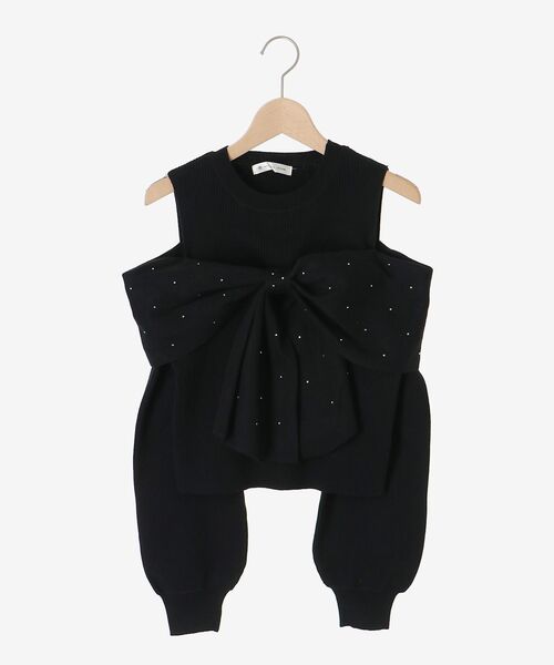 MAJESTIC LEGON（マジェスティックレゴン）の「【WEB限定/11色展開】アソートデザインリボンニットトップス（ニット/セーター・レディース・チャコールグレー/ブラック/ピンク/アイボリー/ボルドー/ブラック系その他/ホワイト系その他2/ホワイト系その他3/ブラック系その他2/グレー系その他3/ブラウン系その他2・MEDIUM）」の19枚目の写真