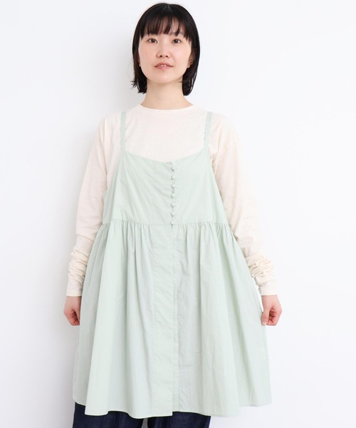 l'atelier du savon（アトリエドサボン）の「タイプライターころころボタン　キャミ（シャツ/ブラウス・レディース・グリーン/ブラック/イエロー・FREE）」の3枚目の写真