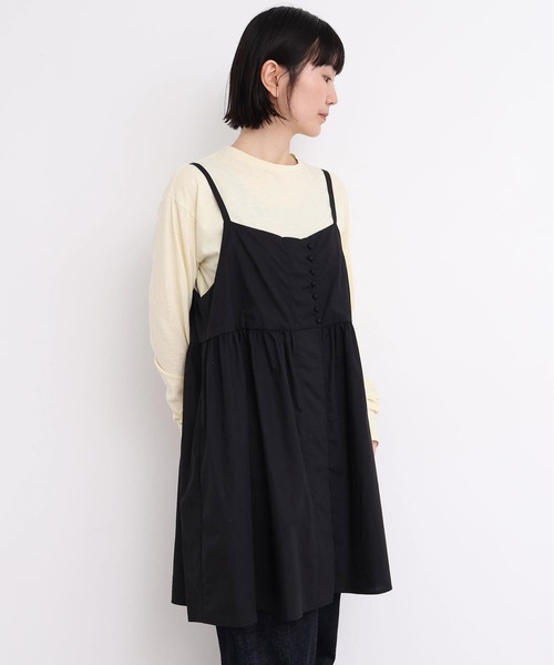 l'atelier du savon（アトリエドサボン）の「タイプライターころころボタン　キャミ（シャツ/ブラウス・レディース・グリーン/ブラック/イエロー・FREE）」の2枚目の写真