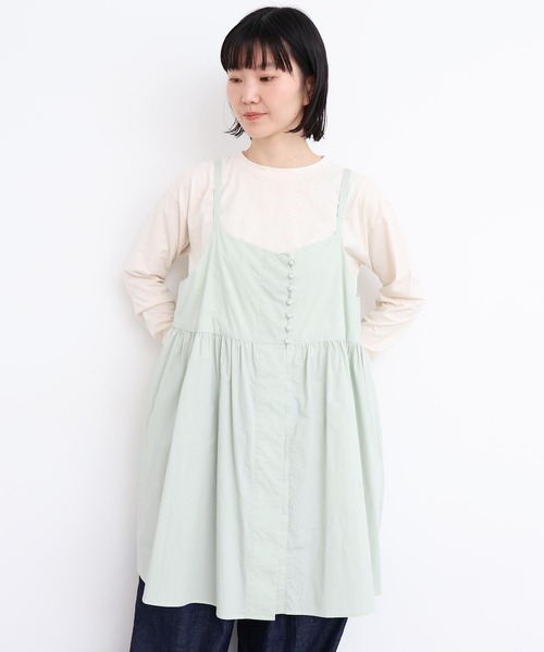 l'atelier du savon（アトリエドサボン）の「タイプライターころころボタン　キャミ（シャツ/ブラウス・レディース・グリーン/ブラック/イエロー・FREE）」の10枚目の写真