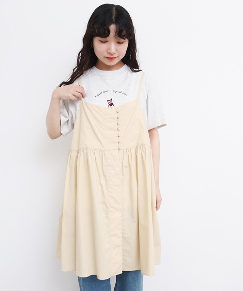 l'atelier du savon（アトリエドサボン）の「タイプライターころころボタン　キャミ（シャツ/ブラウス・レディース・グリーン/ブラック/イエロー・FREE）」の6枚目の写真