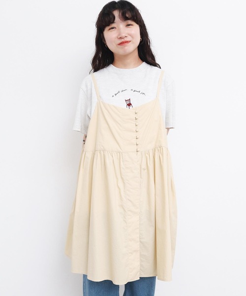 l'atelier du savon（アトリエドサボン）の「タイプライターころころボタン　キャミ（シャツ/ブラウス・レディース・グリーン/ブラック/イエロー・FREE）」の4枚目の写真