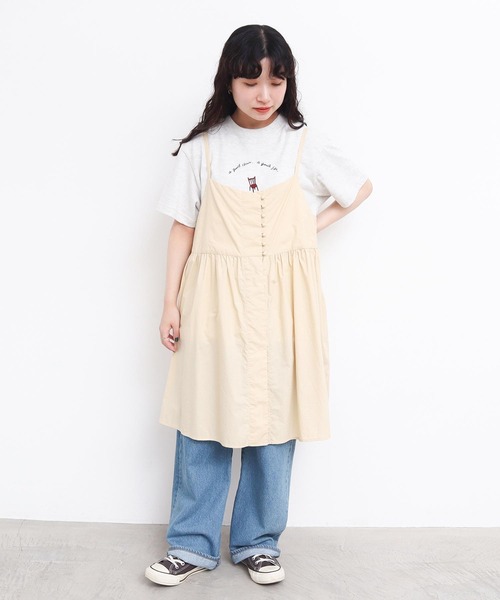 l'atelier du savon（アトリエドサボン）の「タイプライターころころボタン　キャミ（シャツ/ブラウス・レディース・グリーン/ブラック/イエロー・FREE）」の18枚目の写真