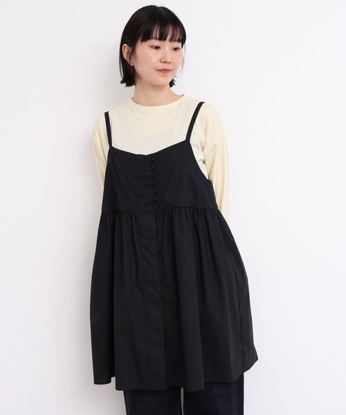 l'atelier du savon（アトリエドサボン）の「タイプライターころころボタン　キャミ（シャツ/ブラウス・レディース・グリーン/ブラック/イエロー・FREE）」の12枚目の写真