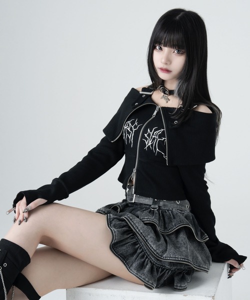 LAZYSLAY ショルダーベルトジップニット セール】ショルダーベルトジップニット（ニット/セーター）｜LAZYSLAY