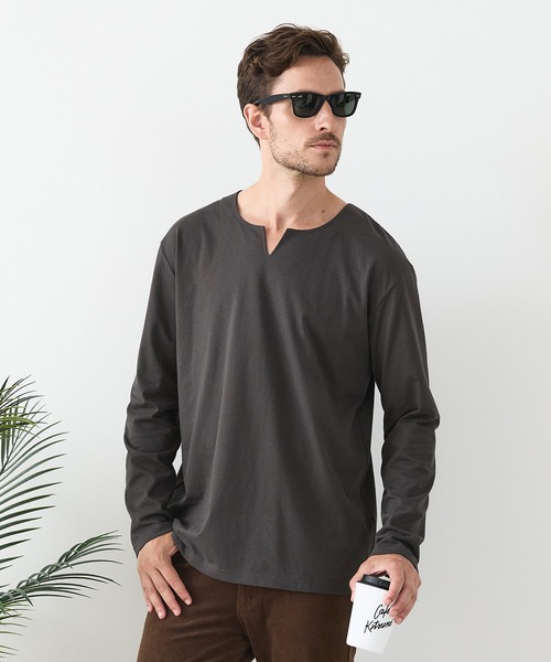 JEANS MATE(ジーンズメイト)の「【汗染みの目立ちにくいTシャツ ZEROSTAIN/ゼロステイン】キーネック ロンT 防汚 UVカット(Tシャツ/カットソー・メンズ・ブラック/スミクロ/ホワイト・LARGE/X-LARGE/MEDIUM)」の20枚目の写真