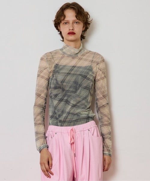 Plaid Mesh Tops/チェックメッシュトップス【MAISON SPECIAL/メゾン