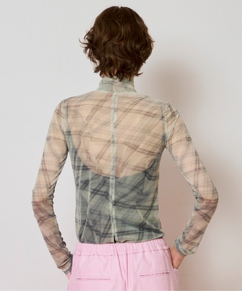 MAISON SPECIAL(メゾンスペシャル)の「Plaid Mesh Tops/チェックメッシュトップス(Tシャツ/カットソー・レディース・オフホワイト/ブルー/ブラック・FREE)」の8枚目の写真
