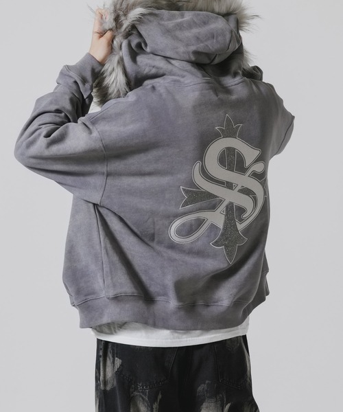 SUPPLIER/サプライヤー Faux Fur Cross Zip Hoodie フーディー