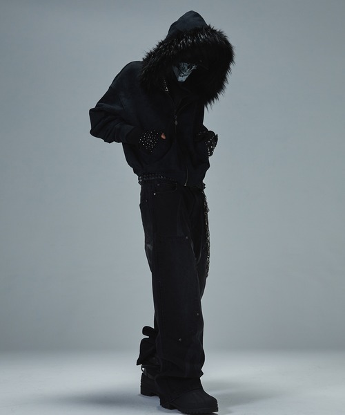 SUPPLIER/サプライヤー Faux Fur Cross Zip Hoodie フーディー