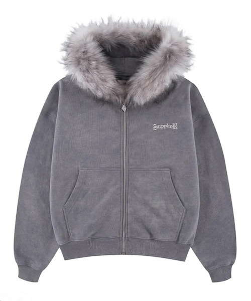 SUPPLIER/サプライヤー Faux Fur Cross Zip Hoodie フーディー