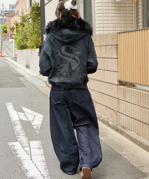 SUPPLIER/サプライヤー Faux Fur Cross Zip Hoodie フーディー