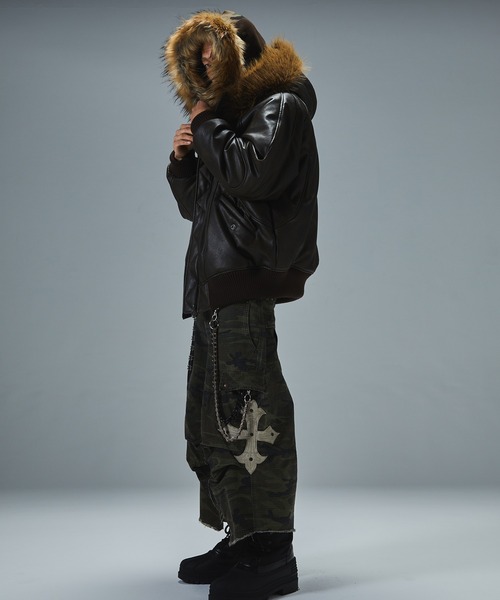 SUPPLIER/サプライヤー Faux Fur Cross Zip Hoodie フーディー