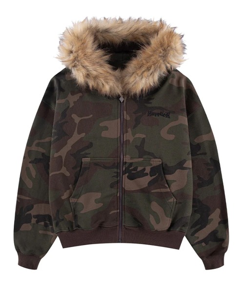 SUPPLIER/サプライヤー Faux Fur Cross Zip Hoodie フーディー