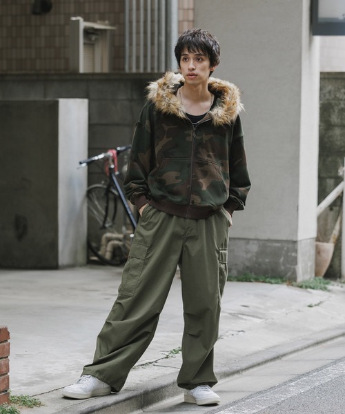 SUPPLIER/サプライヤー Faux Fur Cross Zip Hoodie フーディー