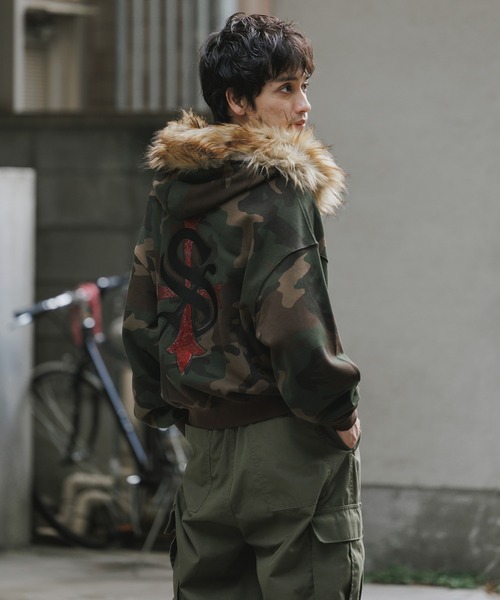 Supplier フード付きパーカー SUPPLIER/サプライヤー Faux Fur Cross Zip Hoodie フーディー