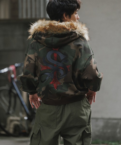 SUPPLIER/サプライヤー Faux Fur Cross Zip Hoodie フーディー