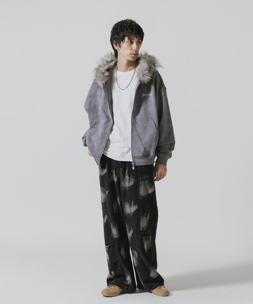 SUPPLIER/サプライヤー Faux Fur Cross Zip Hoodie フーディー