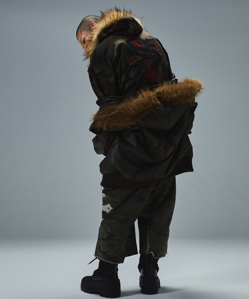 SUPPLIER/サプライヤー Faux Fur Cross Zip Hoodie フーディー