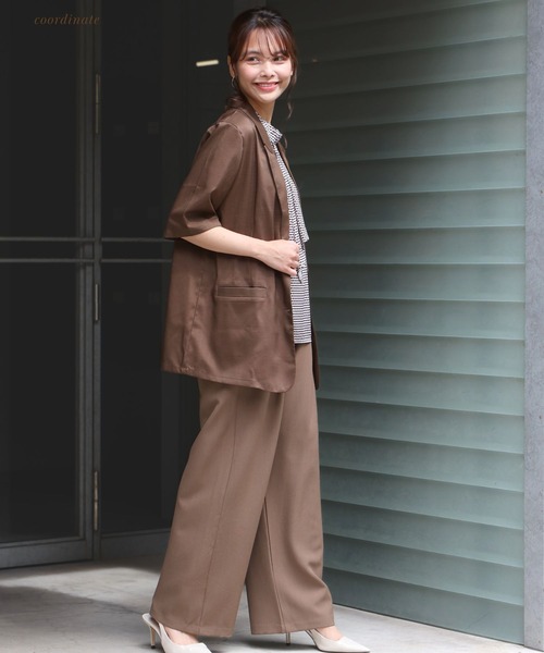 Ehre style(エーレスタイル)の「秋色カラーで涼やか通勤 5分袖ジャケット(テーラードジャケット・レディース・ブラック/ブラウン・FREE)」の10枚目の写真